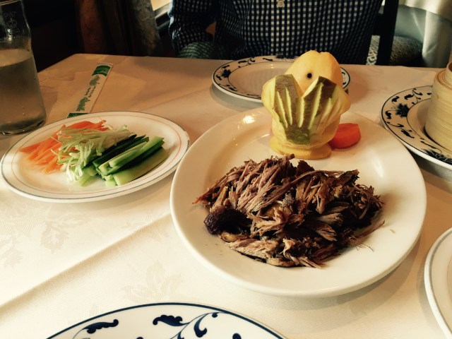 Crispy roast duck with pancakes from Han Court