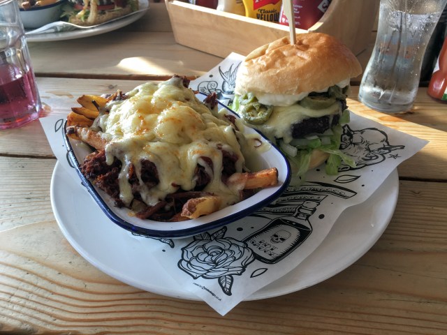 Custom House beef burger and pimped up fries