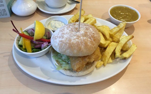 Splash cod burger from The Pelican fish and chip restaurant and takeaway