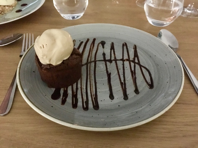 Salted caramel chocolate brownie from The Taw Restaurant
