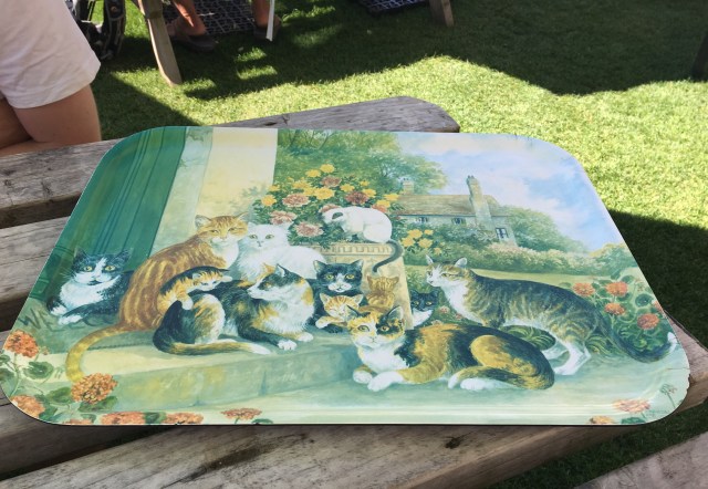Cat tea tray at the Town Farmhouse in Mortehoe