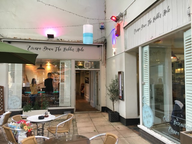 Outside dining area at Escape Down the Rabbit Hole in Barnstaple