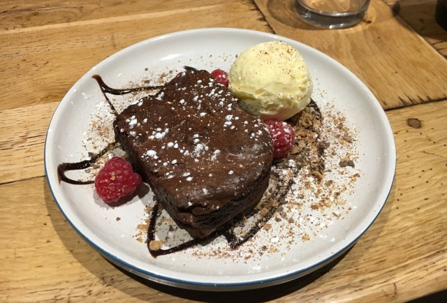 Chocolate brownie from Morans Westward Ho!