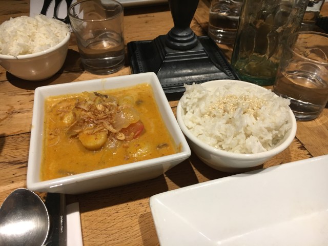 Beef massaman curry and Thai coconut rice from Morans Westward Ho!