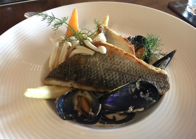 Sea bass main from the Coleridge Restaurant, Exmoor