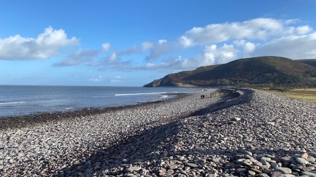 Stony beach by boardwalk on Porlock Marshes